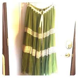 🆕Black Halo layered chiffon skirt in chartreuse S